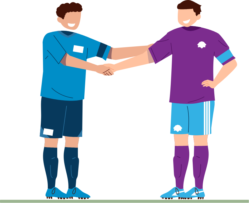 To fotballspillere som tar en handshake